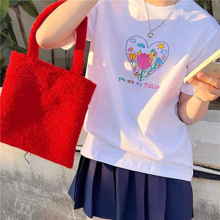 Tulip Embroidery Aesthetic T-Shirt