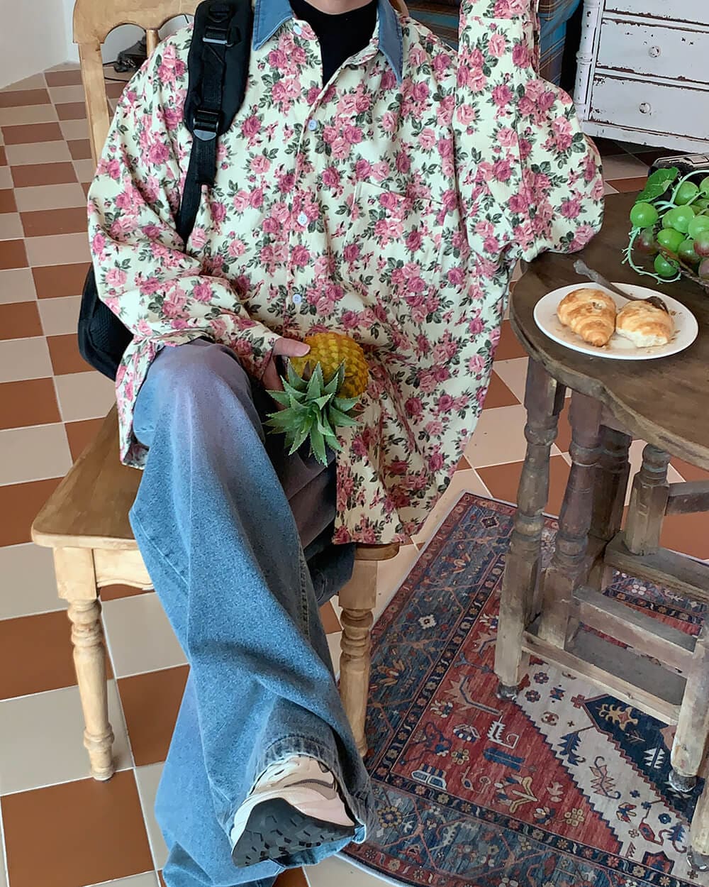 Vintage Pink Floral Button Up Shirt