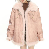Y2K Fur Trim Aviator Jacket